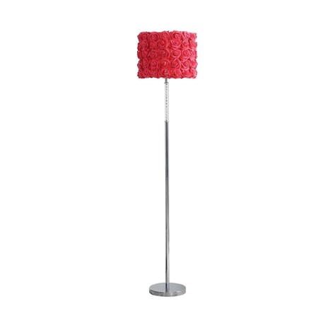 Homeroots 63 in. Traditional Shaped Floor Lamp with Red Drum Shade, Steel 478189